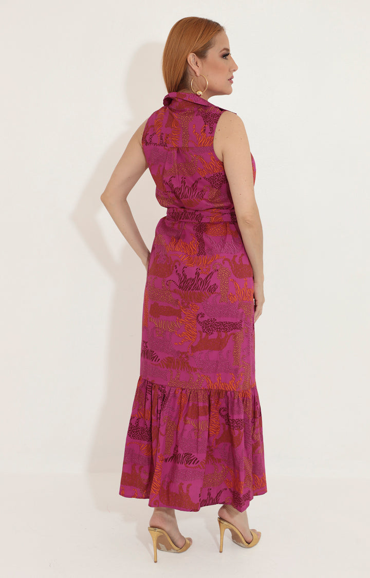 Vestido magenta estampado - VESTIDO Boutiquemirel 