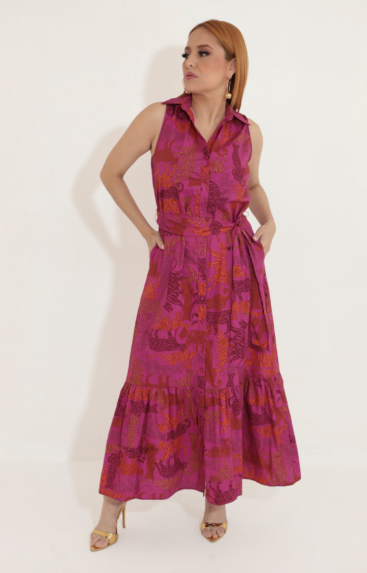 Vestido magenta estampado - VESTIDO Boutiquemirel 