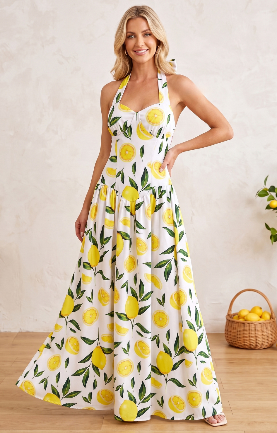 Vestido amarillo estampado - VESTIDO LARGO REGULAR Boutiquemirel 