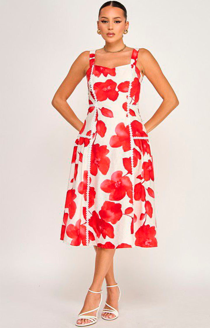 Vestido beige de tirantes con estampado - VESTIDO LARGO REGULAR Boutiquemirel 