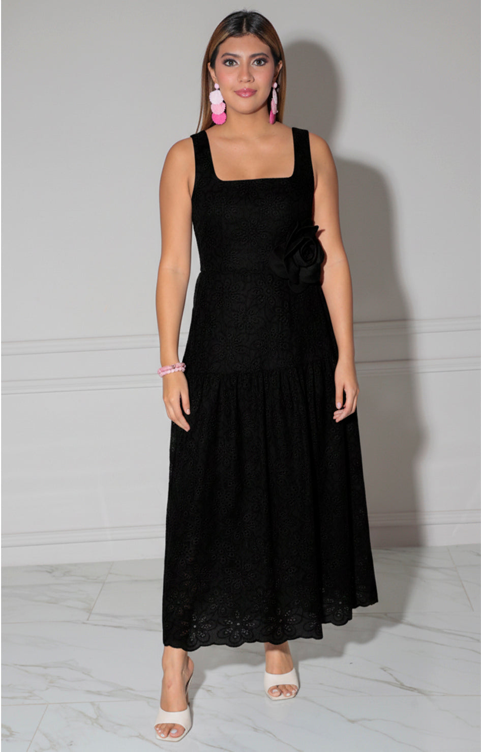 Vestido negro guipur - VESTIDO LARGO REGULAR Boutiquemirel 