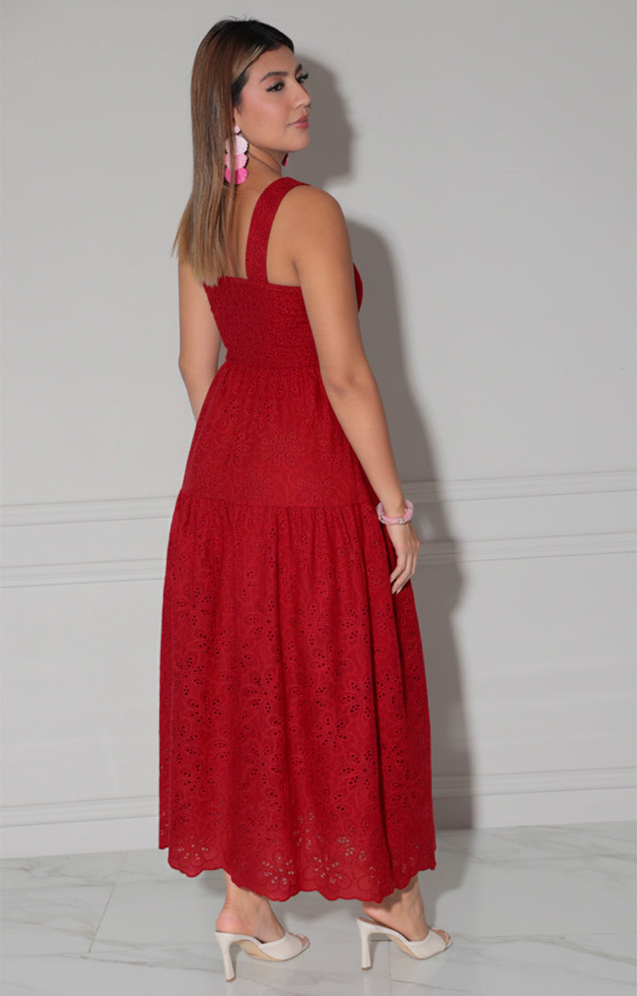 Vestido rojo guipur