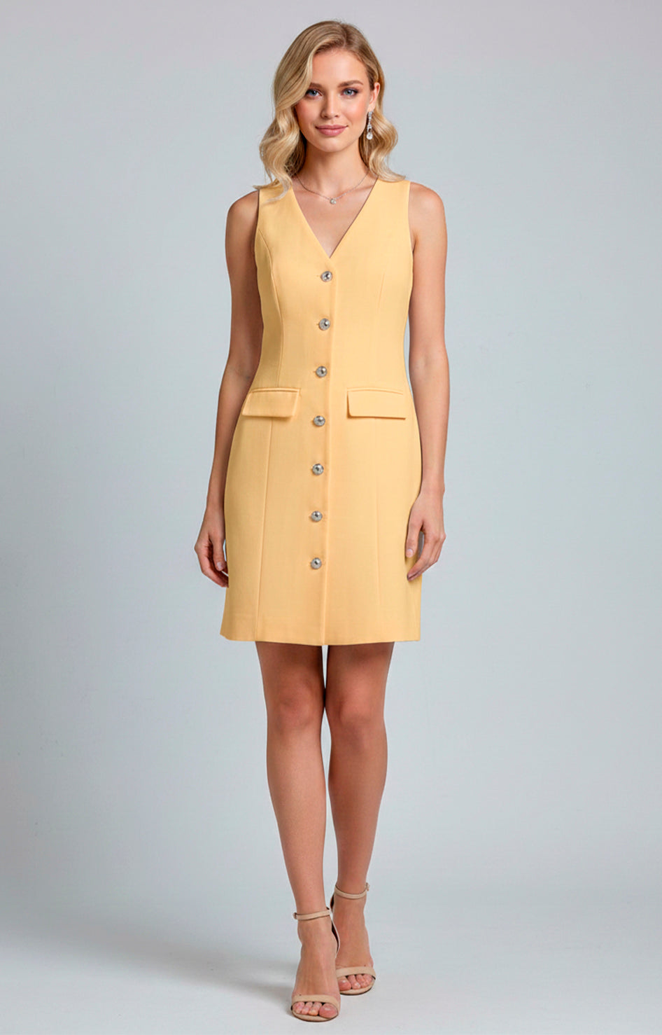 Vestido recto con botones frontal - VESTIDO CORTO REGULAR Boutiquemirel 
