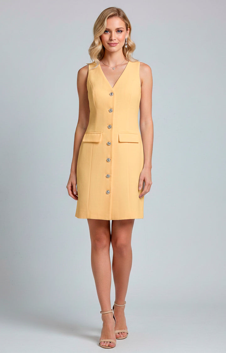 Vestido recto con botones frontal - VESTIDO CORTO REGULAR Boutiquemirel 