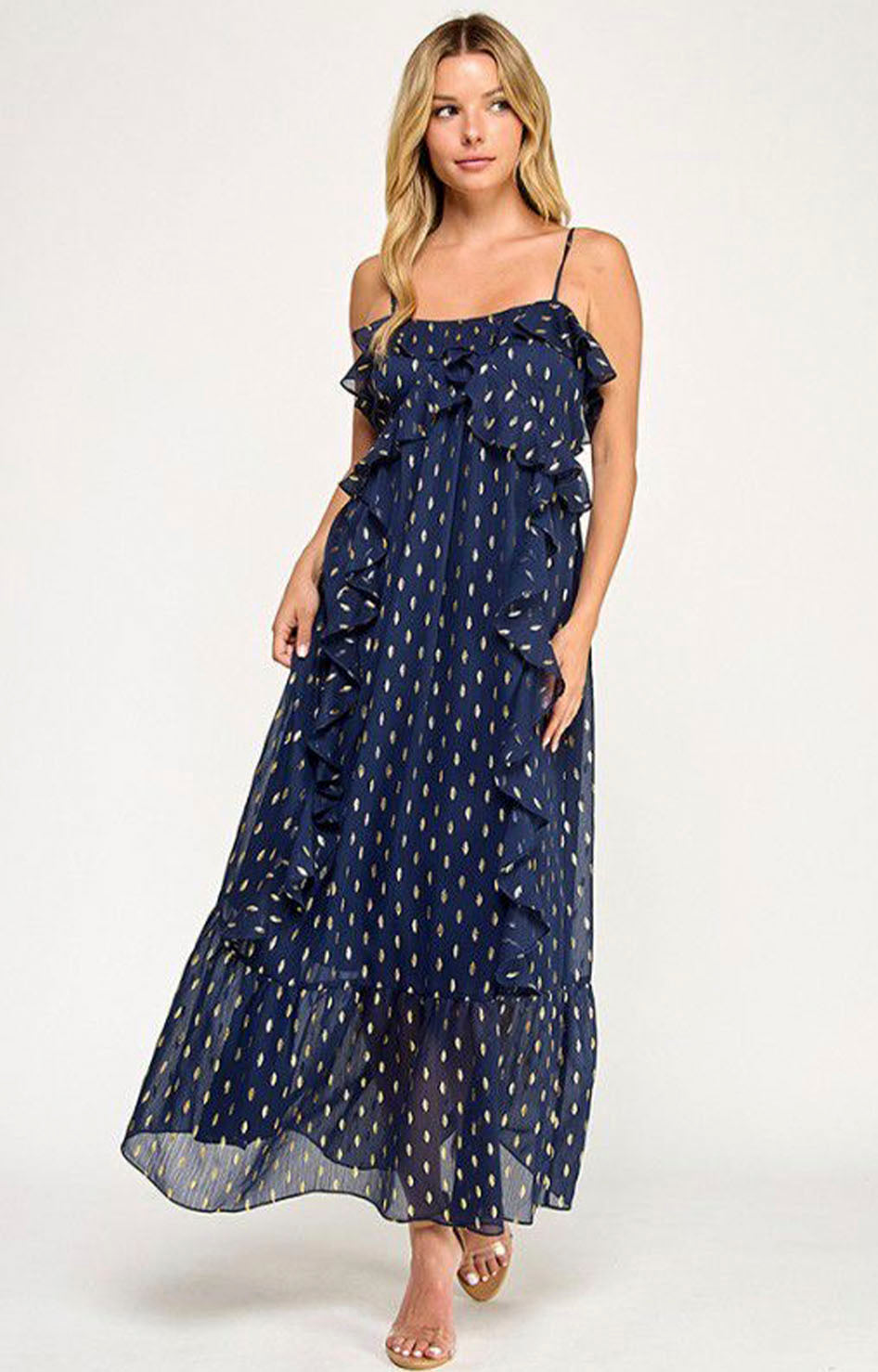 vestido azul polkadot