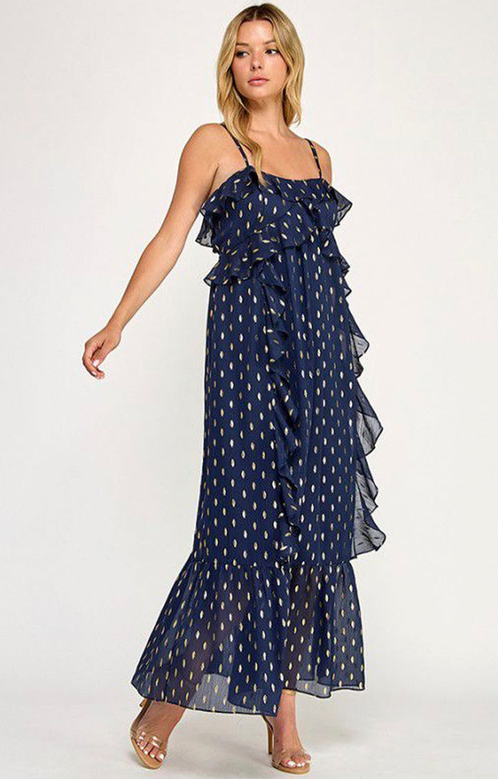 vestido azul polkadot