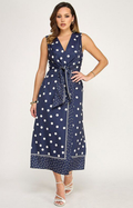 Vestido azul polka dot - VESTIDO LARGO REGULAR Boutiquemirel 