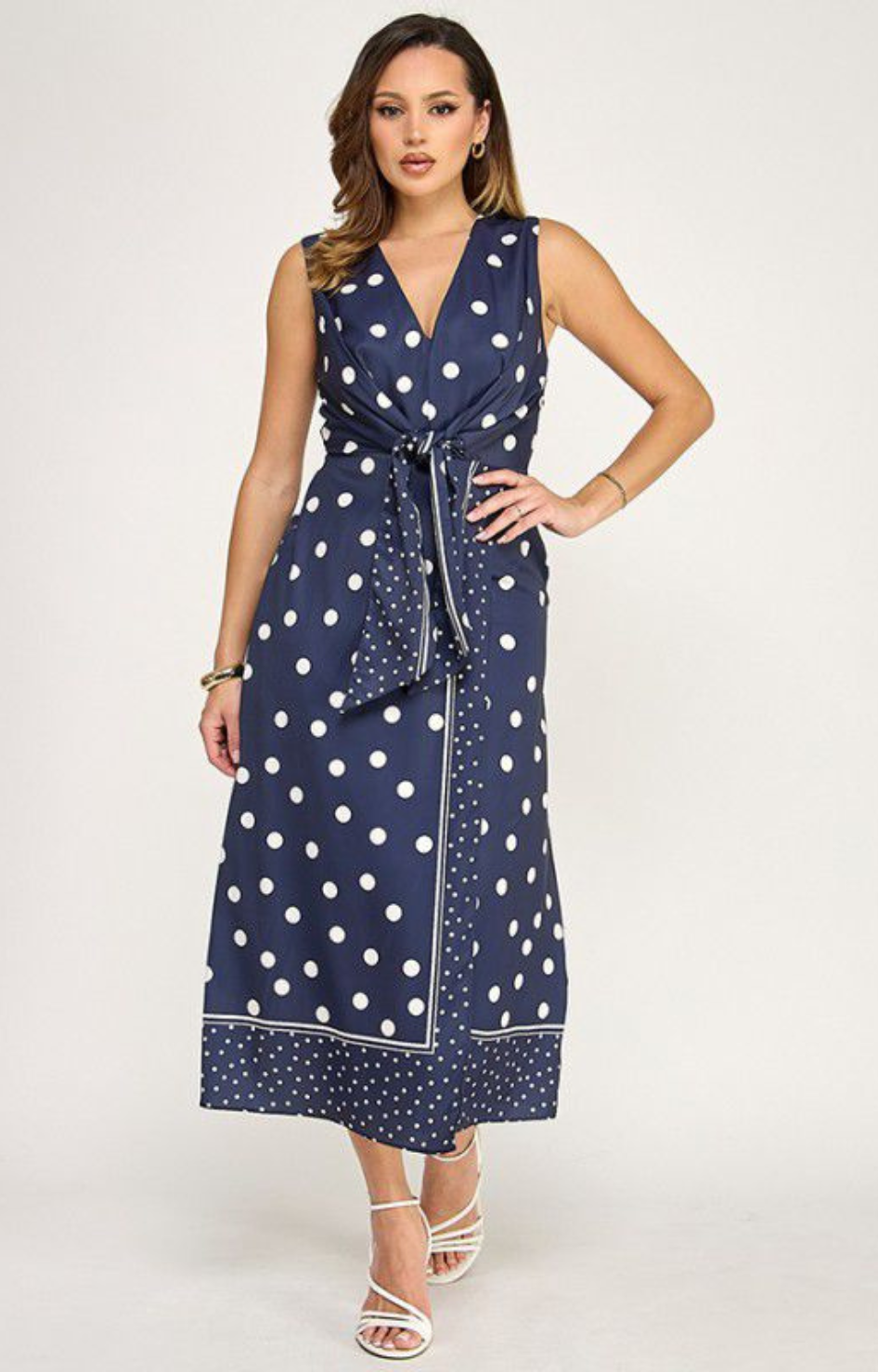 Vestido azul polka dot - VESTIDO LARGO REGULAR Boutiquemirel 