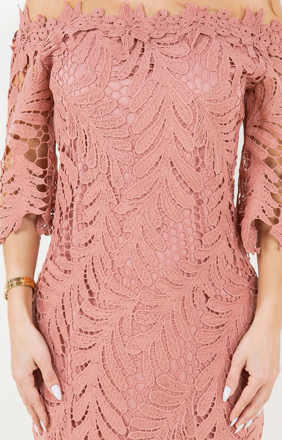 Vestido rosa de guipiur con mangas - VESTIDO Boutiquemirel 