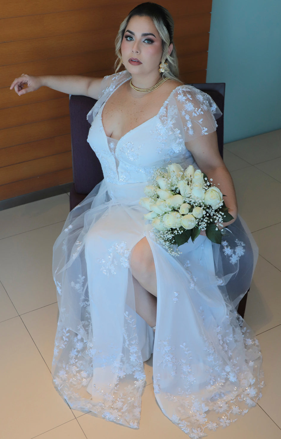 Vestido blanco largo con brillos - VESTIDO Boutiquemirel 