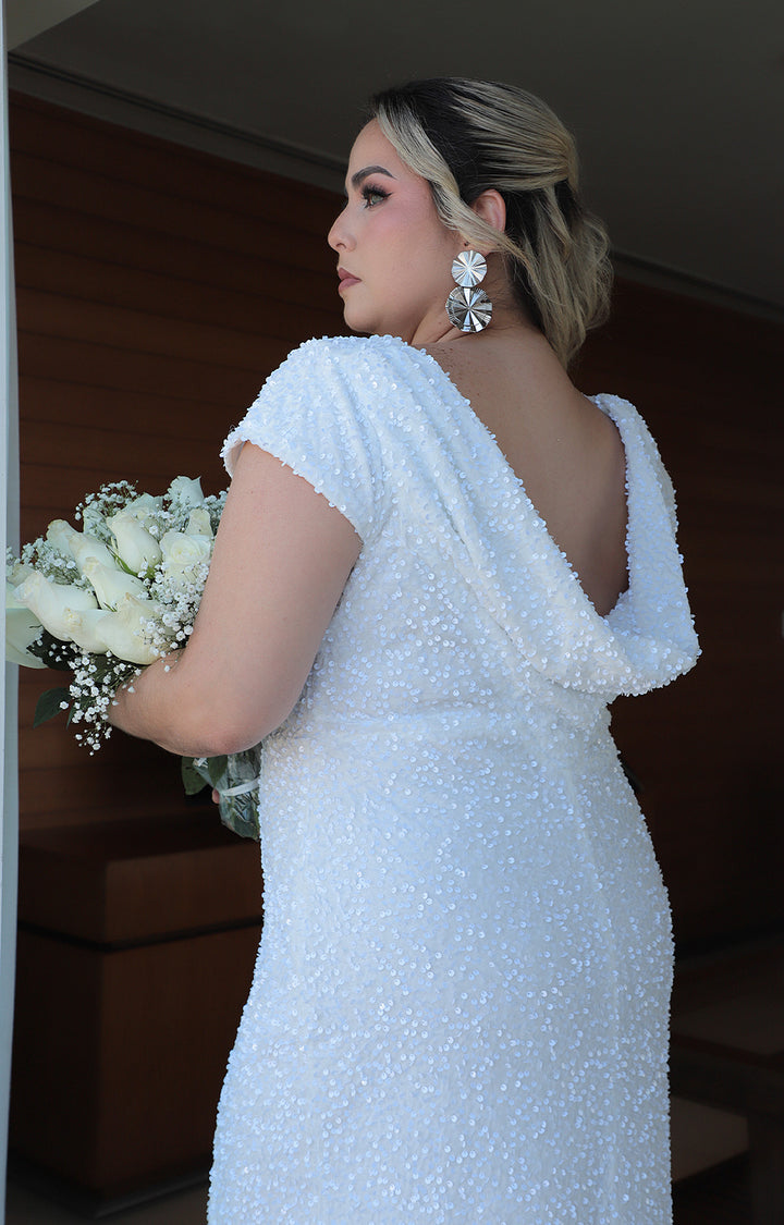 Vestido blanco con lentejuela - VESTIDO XL Boutiquemirel 