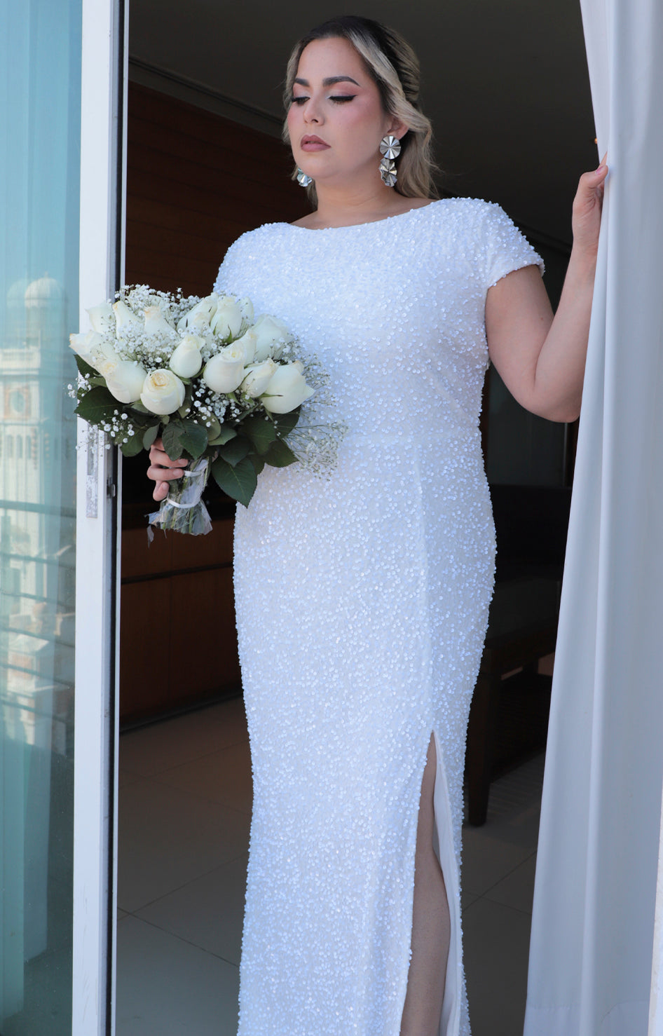Vestido blanco con lentejuela - VESTIDO XL Boutiquemirel 