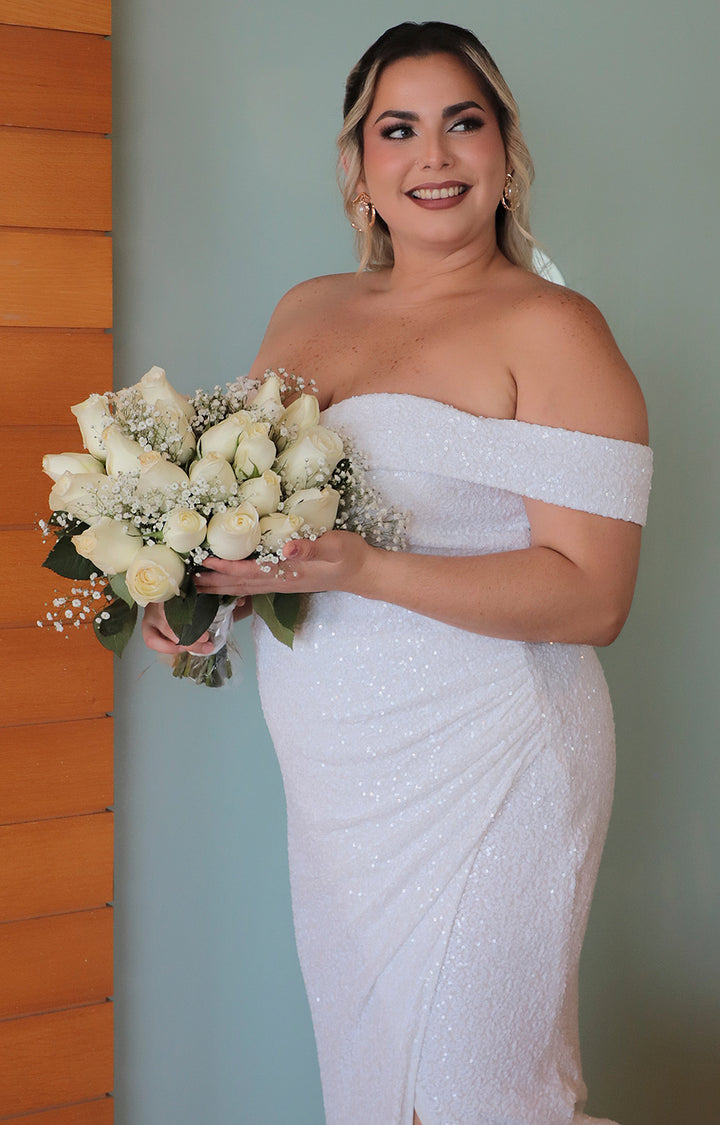 Vestido blanco con lentejuela novia - VESTIDO XL Boutiquemirel 