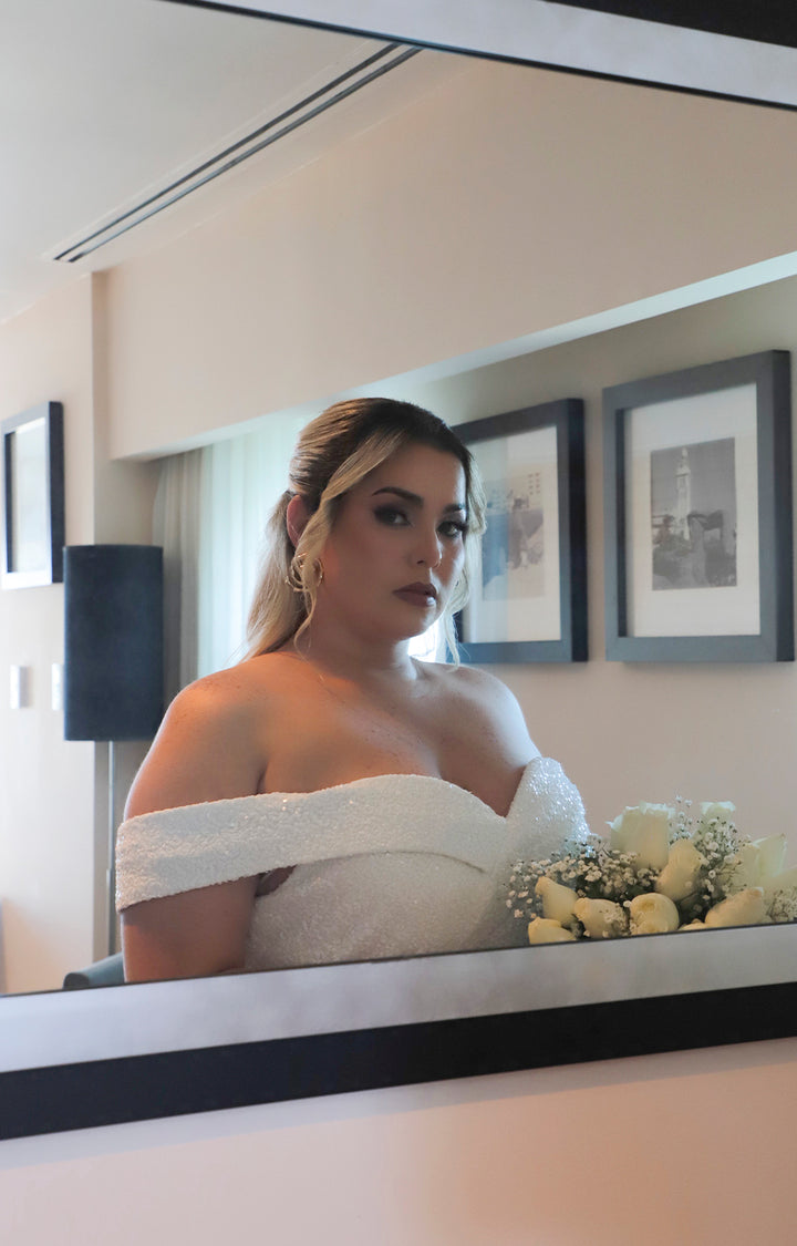 Vestido blanco con lentejuela novia - VESTIDO XL Boutiquemirel 