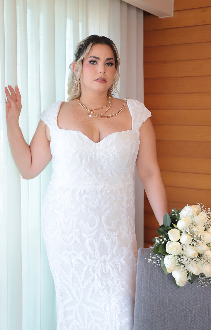 Vestido blanco de novia lentejuela - VESTIDO XL Boutiquemirel 