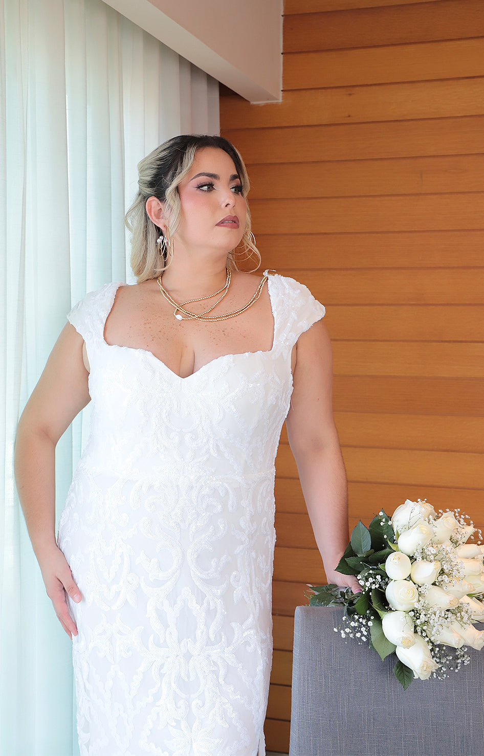 Vestido blanco de novia lentejuela - VESTIDO XL Boutiquemirel 