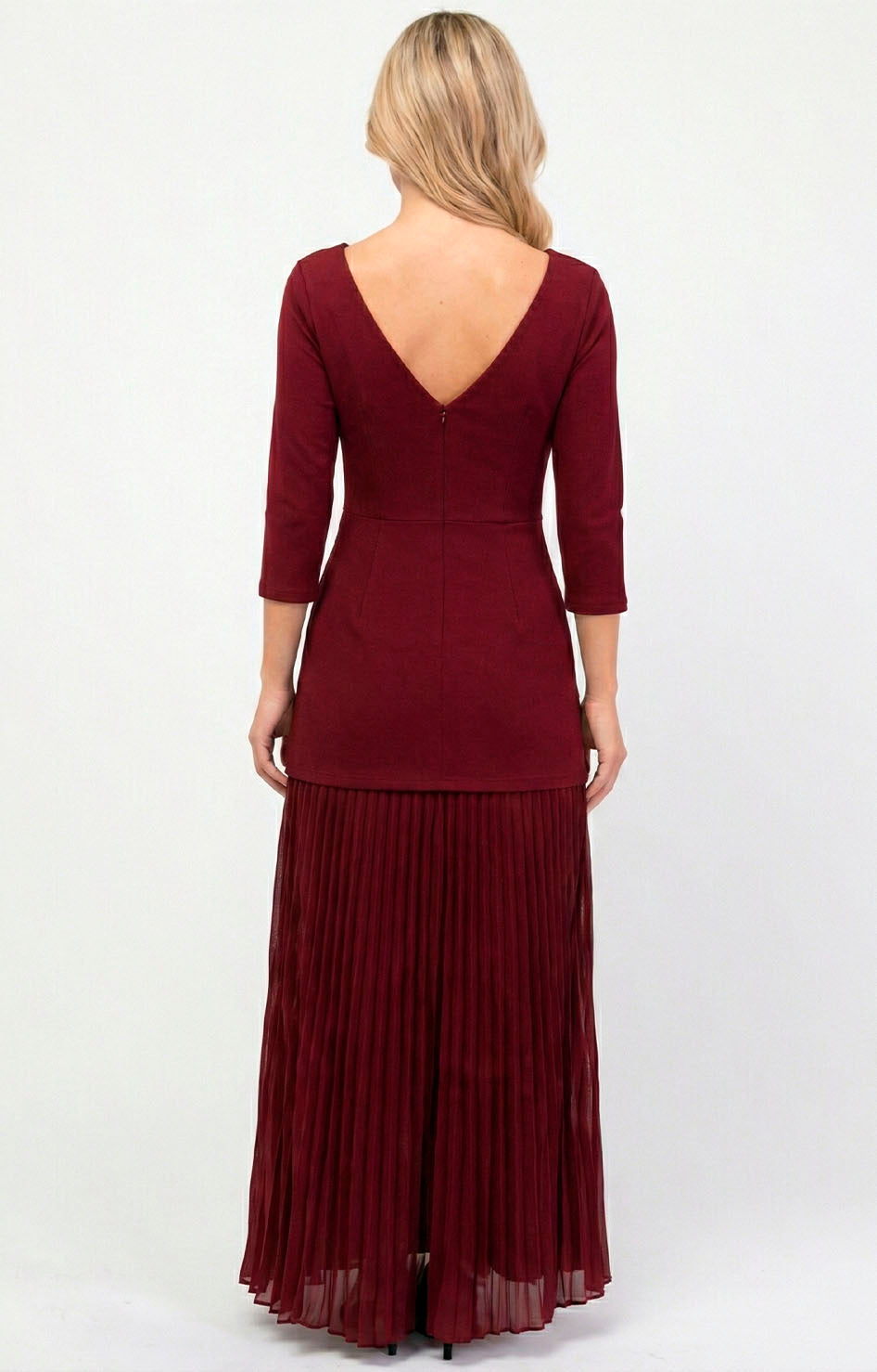 Vestido vino con plisado - VESTIDO Boutiquemirel 