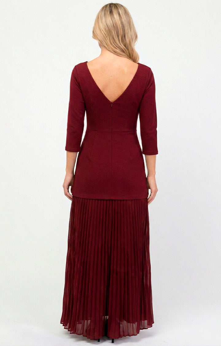 Vestido vino con plisado - VESTIDO Boutiquemirel 