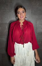 Blusa vino con escarolas - BLUSA Boutiquemirel 
