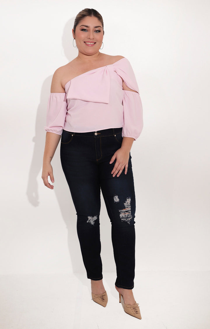 Blusa rosa asimetrica - BLUSA Boutiquemirel 