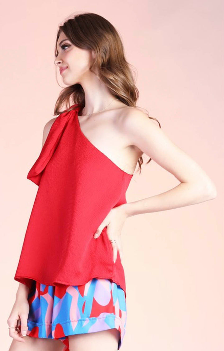 Blusa roja con laso en hombro - Boutiquemirel