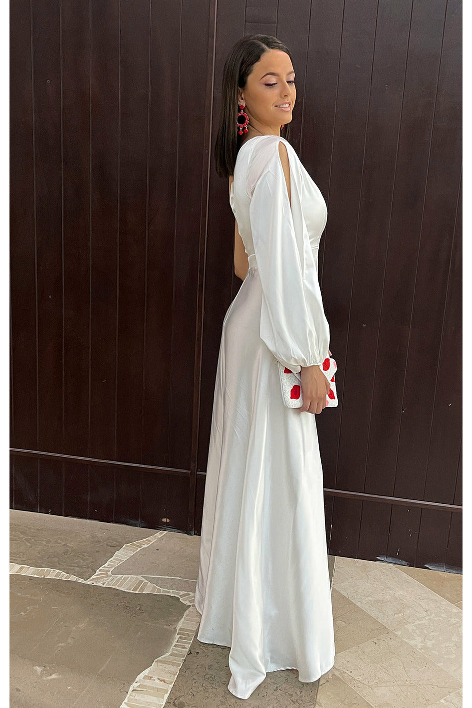 Vestido blanco satinado - Boutiquemirel