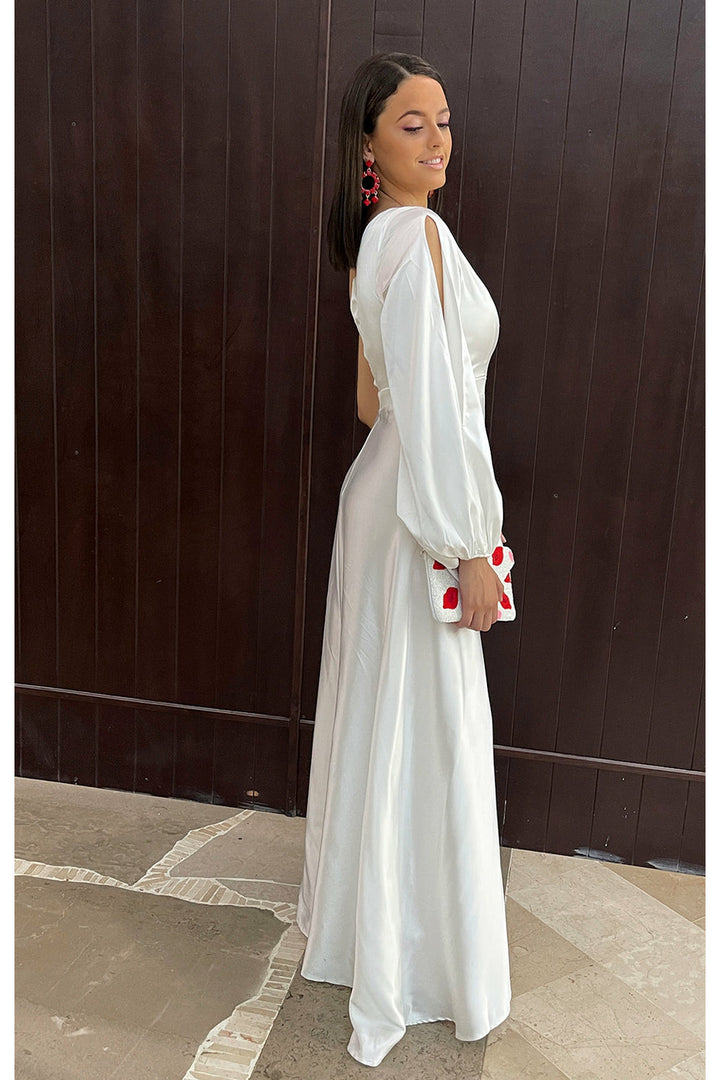 Vestido blanco satinado - Boutiquemirel