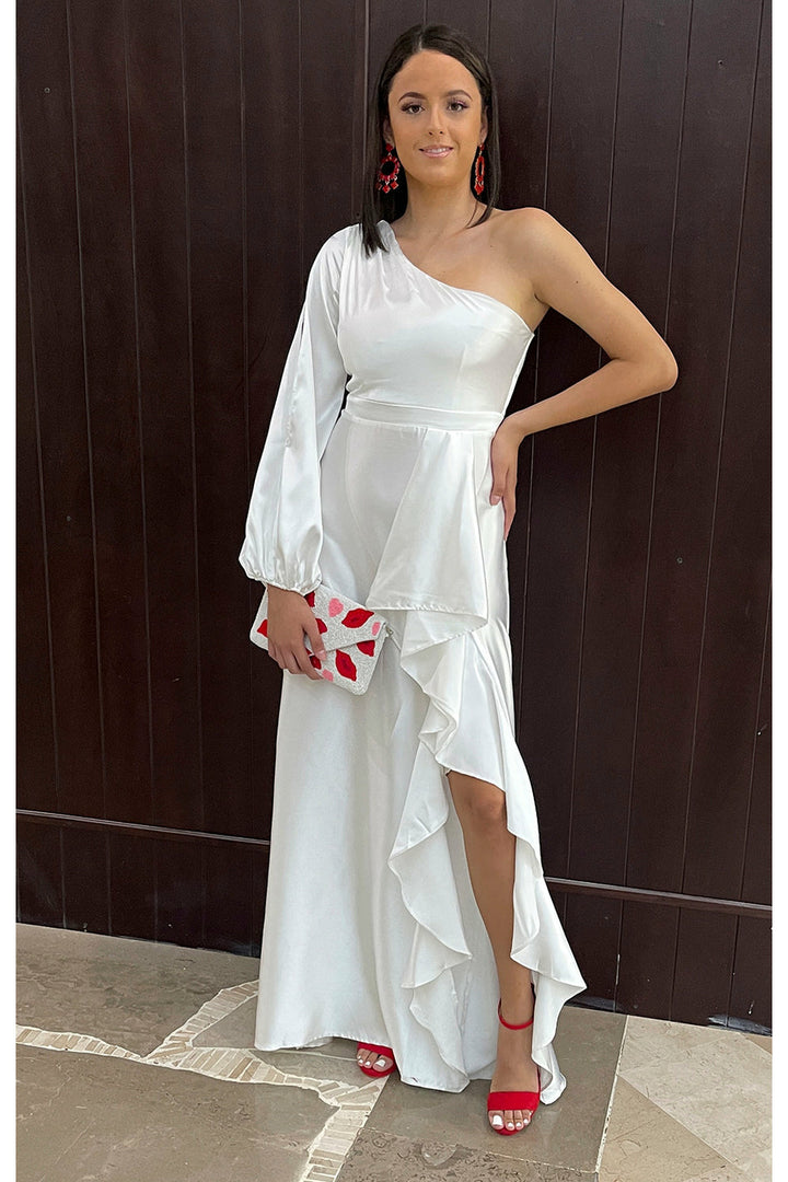 Vestido blanco satinado - Boutiquemirel