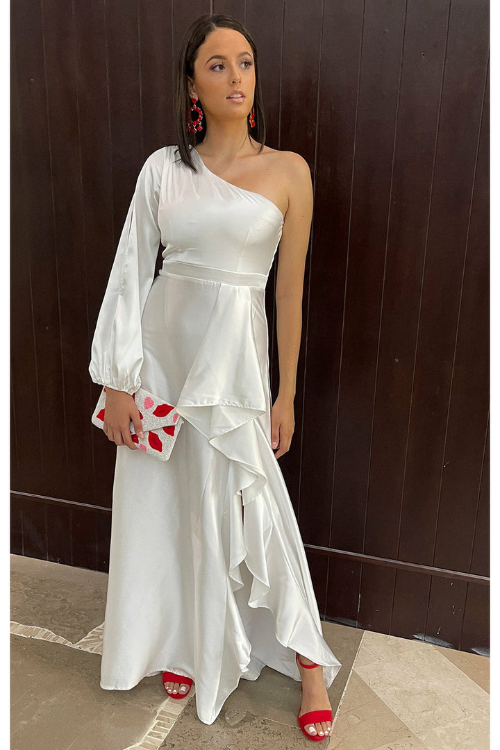 Vestido blanco satinado - Boutiquemirel