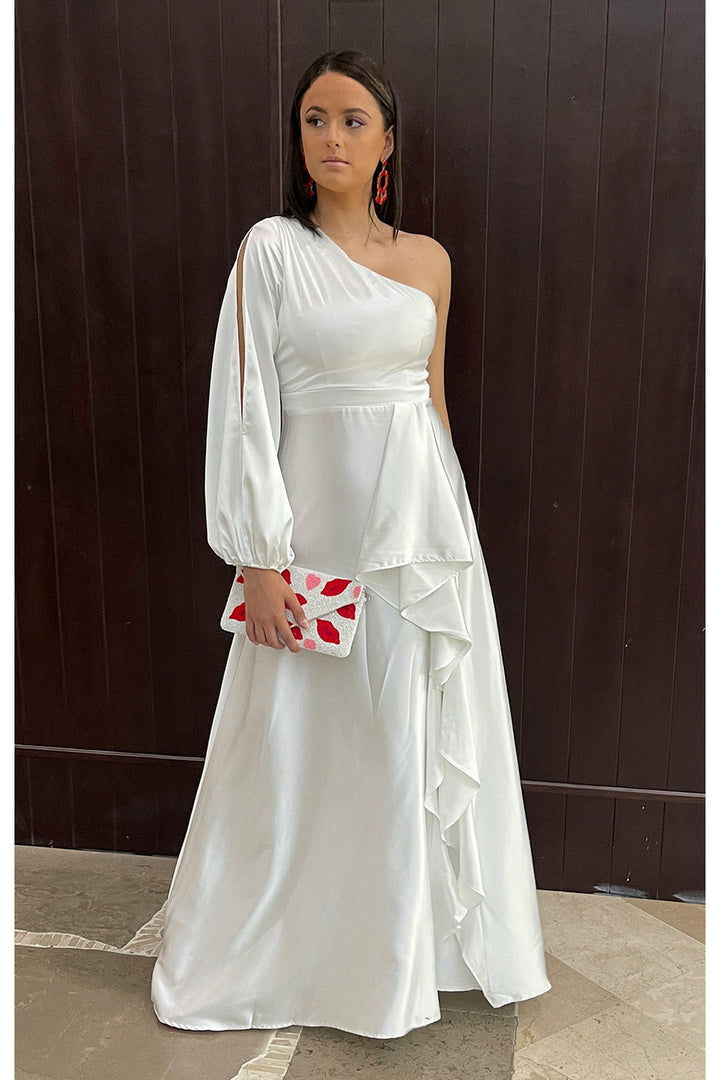 Vestido blanco satinado - Boutiquemirel