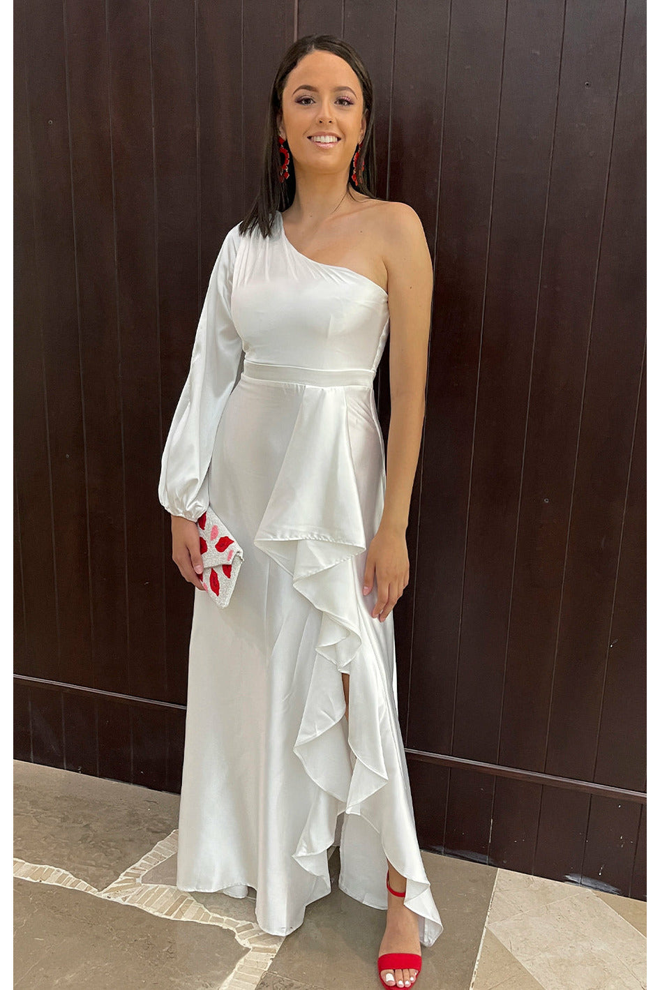 Vestido blanco satinado - Boutiquemirel