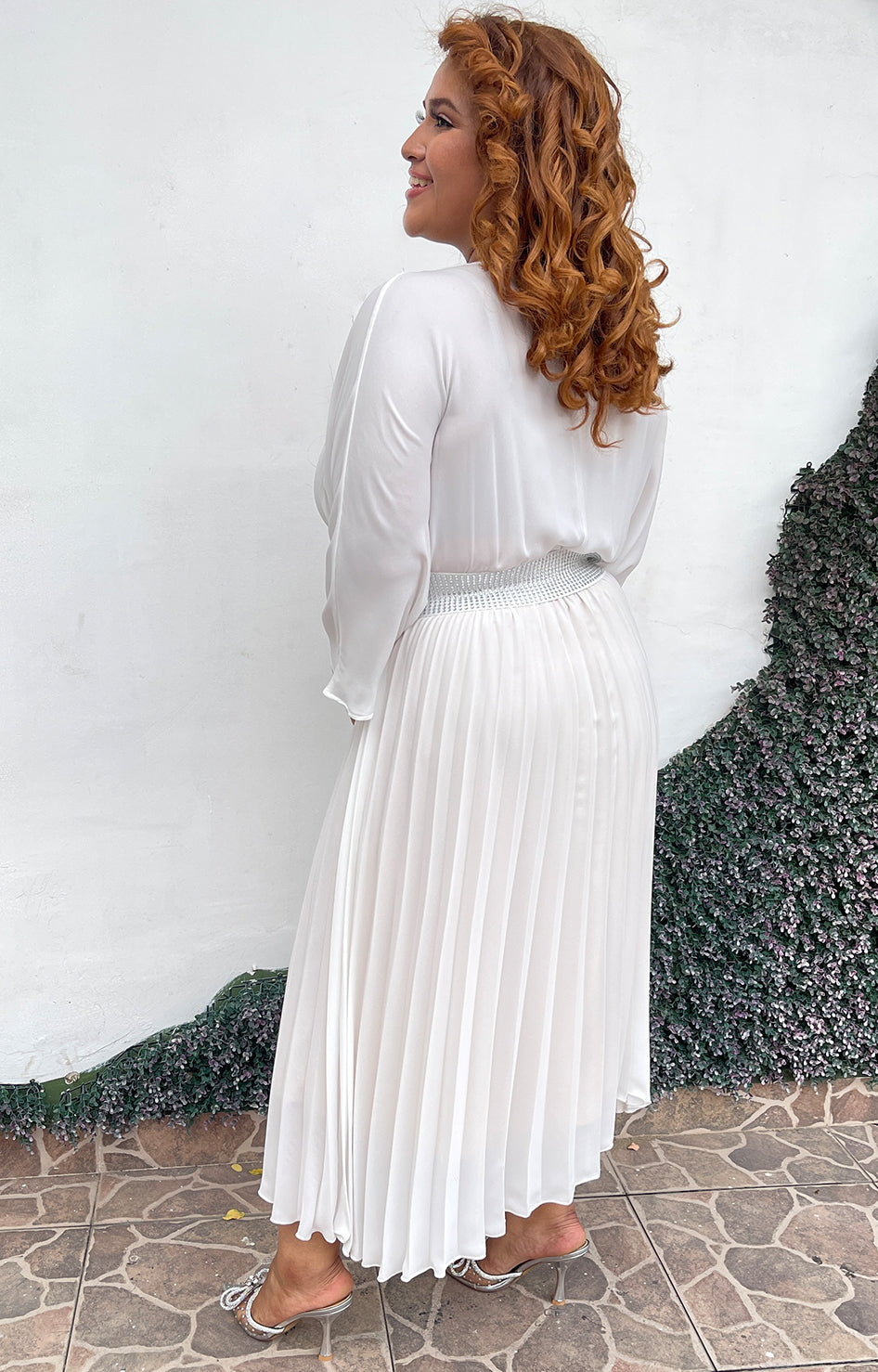 Vestido blanco plisado - Boutiquemirel