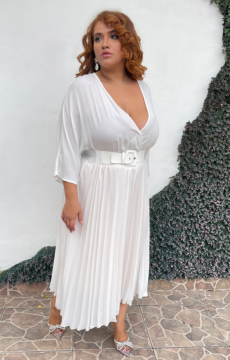 Vestido blanco plisado - Boutiquemirel