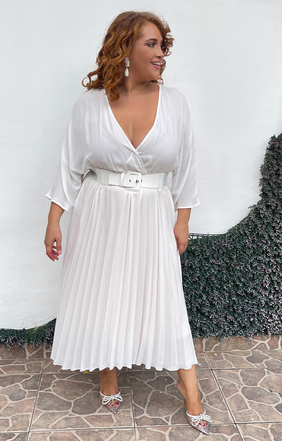 Vestido blanco plisado - Boutiquemirel